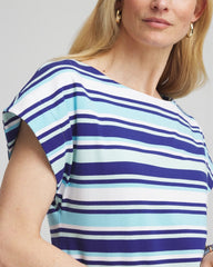 Chico's Women | Stripe Modern Cap Sleeve Tee PARADISO BLUE