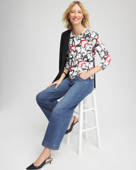 Chico's Women | Love Brush Button Heart Tee BLACK