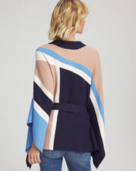 Chico's Women | Belted Colorblock Poncho PASSPORT BLUE