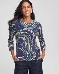 Chico's Women | Status Pima Button Sleeve Tee HIDDEN SAPPHIRE