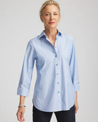 Chico's Women | No Iron™ Striped Jacquard Sateen Shirt TIDAL BLUE