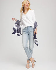 Chico's Women | Slub Splitneck Button Tee ALABASTER