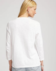 Chico's Women | Slub Splitneck Button Tee ALABASTER