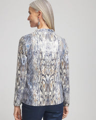 Chico's Women | Sequin Reptile Funnel Neck tee CLASSIC NAVY