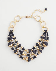 Chico's Women | Gold & Navy Bead Necklace NAVY