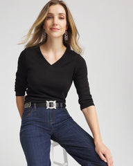 Chico's Women | Pima Cotton 3/4 Sleeve Tee BLACK