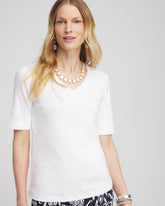 Chico's Women | Everyday V-Neck Pima Tee ALABASTER