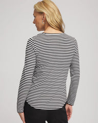 Chico's Women | Striped V-Neck Layering Tee BLACK