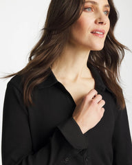 Chico's Women | Collared Rib Mix Henley BLACK