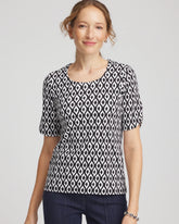 Chico's Women | Printed Pima Elbow Sleeve Tee BLACK
