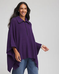 Chico's Women | Rhinestone Zip-Collar Sweater Poncho PURPLE ELIXIR