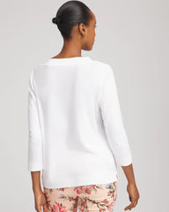 Chico's Women | Short Pima 3/4 Sleeve Tee ALABASTER