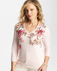 Chico's Women | Stretch-Cotton 3/4 Sleeve Perfect Tee SIESTA ROSE