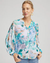 Chico's Women | Georgette Billow Sleeved Blouse PARADISO BLUE