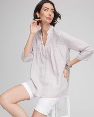 Chico's Women | Embellished Linen Kurta Tunic DOVE GRAY