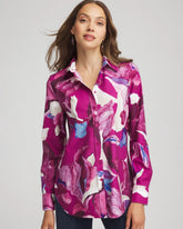 Chico's Women | No Iron™ Floral-Paint-Print Shirt COBALT STONE