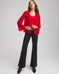 Chico's Women | Pleated Georgette Blouse CARMINE RED
