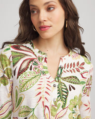Chico's Women | Tropical Cotton Slub Henley Shirt ECRU