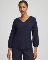 Chico's Women | Textured Raglan V-Neck Top PASSPORT BLUE