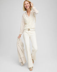 Chico's Women | Cream Burnout Pullover Blouse ENGLISH CREAM