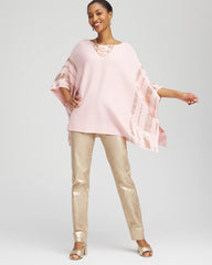 Chico's Women | Sequin Striped Sweater Poncho BLUSHED