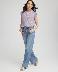 Chico's Women | Cheetah Print Ruffle-Collar Blouse VIOLET AURA