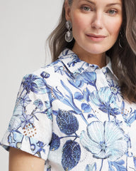 Chico's Women | Butterfly Voile Short Sleeve Shirt LUSH IRIS