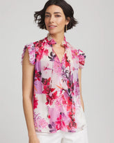 Chico's Women | Floral Ruffle Collar Blouse PLUM SHADE