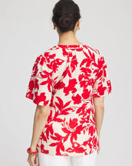 Chico's Women | Floral Linen Popover Shirt RED GLOW