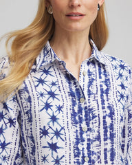 Chico's Women | No Iron™ Star Print Linen Shirt RICH COBALT