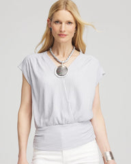 Chico's Women | Foiled Knit Banded Bottom Top DOVE GRAY