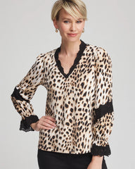 Chico's Women | Animal Print Long-Sleeved Top ENGLISH CREAM