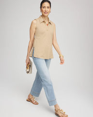 Chico's Women | Slub Sleeveless Collared Tunic CAFE AROMA