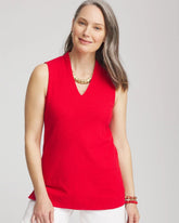 Chico's Women | Textured Sleeveless V-Neck Tunic RED GLOW