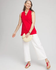 Chico's Women | Textured Sleeveless V-Neck Tunic RED GLOW