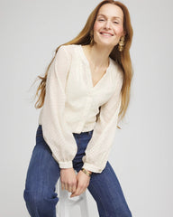 Chico's Women | Chevron Blouson Sleeve Blouse ECRU