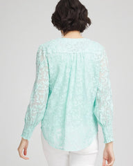 Chico's Women | Floral Soutache V-Neck Blouse TEAL WATERS