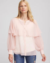 Chico's Women | Georgette Cape Blouse ROSE SMOKE