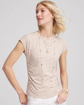 Chico's Women | Neutral Striped Cap Sleeve Dolman Tee CAFE AROMA