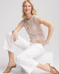 Chico's Women | Neutral Striped Cap Sleeve Dolman Tee CAFE AROMA