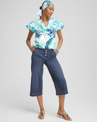 Chico's Women | Notch Neck Cap Sleeve Tee PARADISO BLUE
