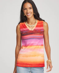 Chico's Women | Rio Sunset Sleeveless Tank RED GLOW