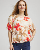 Chico's Women | Floral Bubble-Hem Blouse GLISTENING SAND