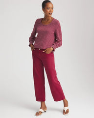 Chico's Women | Smocked-Sleeve Cotton-Slub Tee RUSSET RED