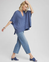 Chico's Women | Open-Knit Splitneck Poncho BLUE LOTUS