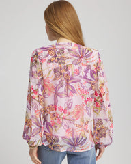 Chico's Women | Floral Georgette Pintuck Blouse PLUM SHADE