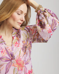 Chico's Women | Floral Georgette Pintuck Blouse PLUM SHADE