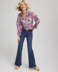 Chico's Women | Gingham-Print Georgette Blouse GOOSEBERRY