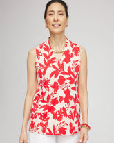 Chico's Women | Floral Sleeveless V-Neck Tunic GLISTENING SAND