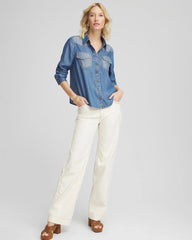 Chico's Women | Tencel™ Colorblock Classic-Fit Shirt BAILEY INDIGO